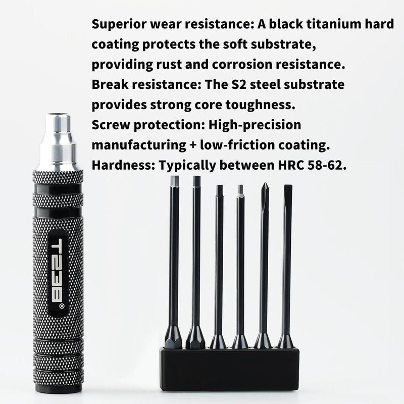 T238-Hex Screw Driver Set, Titanium Hexagon Screwdriver, for Airsoft Tool Multi-Axis FPV Racing Drone RC Quadcopter Helicopter Car Models（1.5MM/2.0MM/2.5MM/3.0MM / Slotted&Cross 3.0MM）