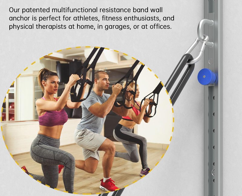 Automatic Locking Resistance Band Wall Mount System, Wall-Mounted Anchor Fitness Anchor - Adjustable, Multi-Functional, Home Gym Solution for Strength Training, Workout Goals | 100+ Exercises