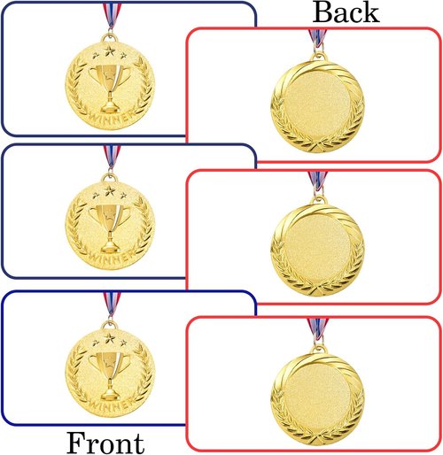 Caydo Gold Award Medals - 12/24 Pieces for Competitions & Sports Events | 2-Inch Size