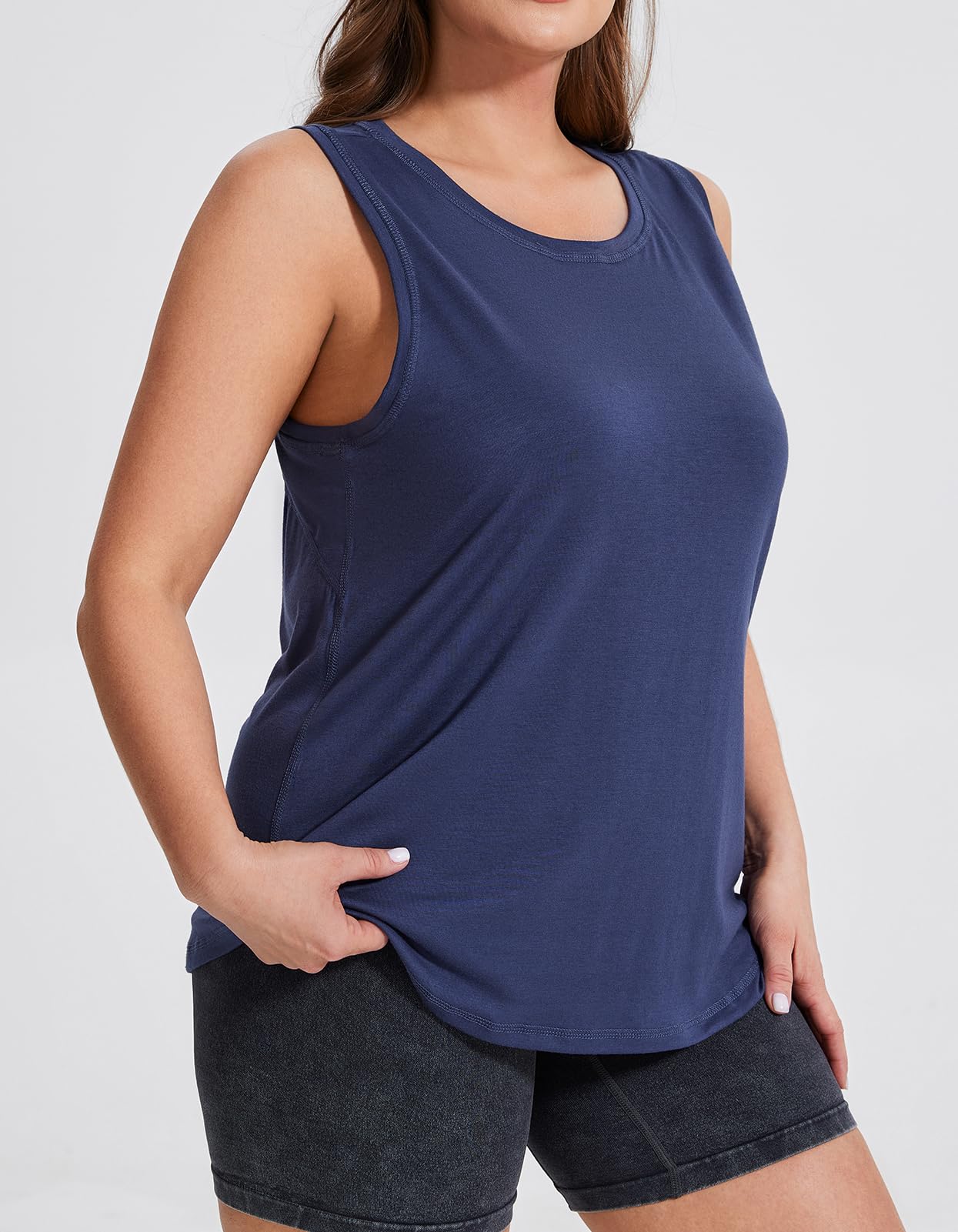 sissycos Women's Workout Racerback Tank Tops Loose Fit Sleeveless Athletic Shirts(Blue Indigo,XX-Large)