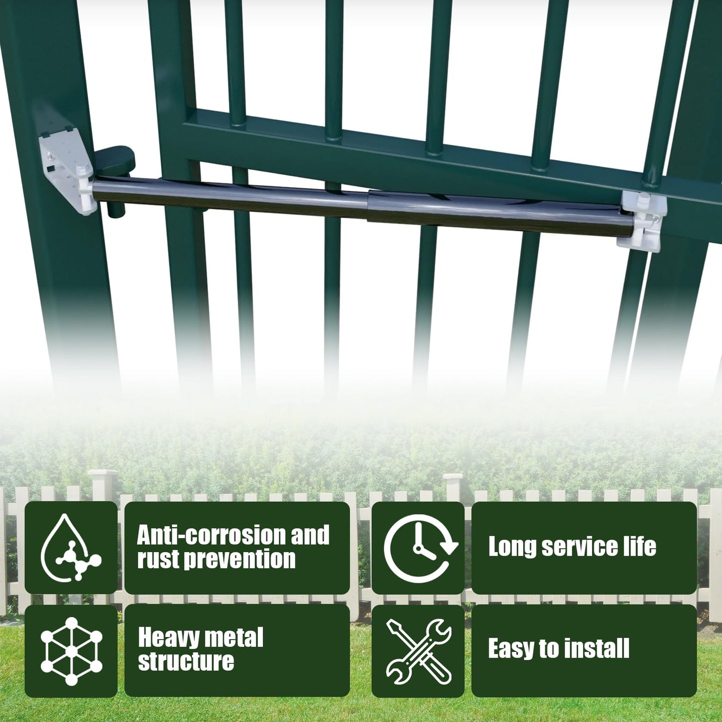 TB200B Hydraulic Heavy Duty Gate Closer for Outdoor Gate 50 to 140 Pounds in Weight, 40 to 64 Inches in Width Suitable for Farms, Pastures, Open Stadiums, Home Yards (Black)