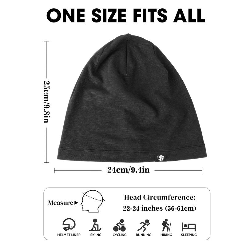 WTACTFUL 3Pack Soft Slouchy Beanie Hat for Men Women, Breathable Skull Cap Chemo Cap Night Sleeping Hat for Cycling Running Riding Hiking Casual Wear Black Gray White