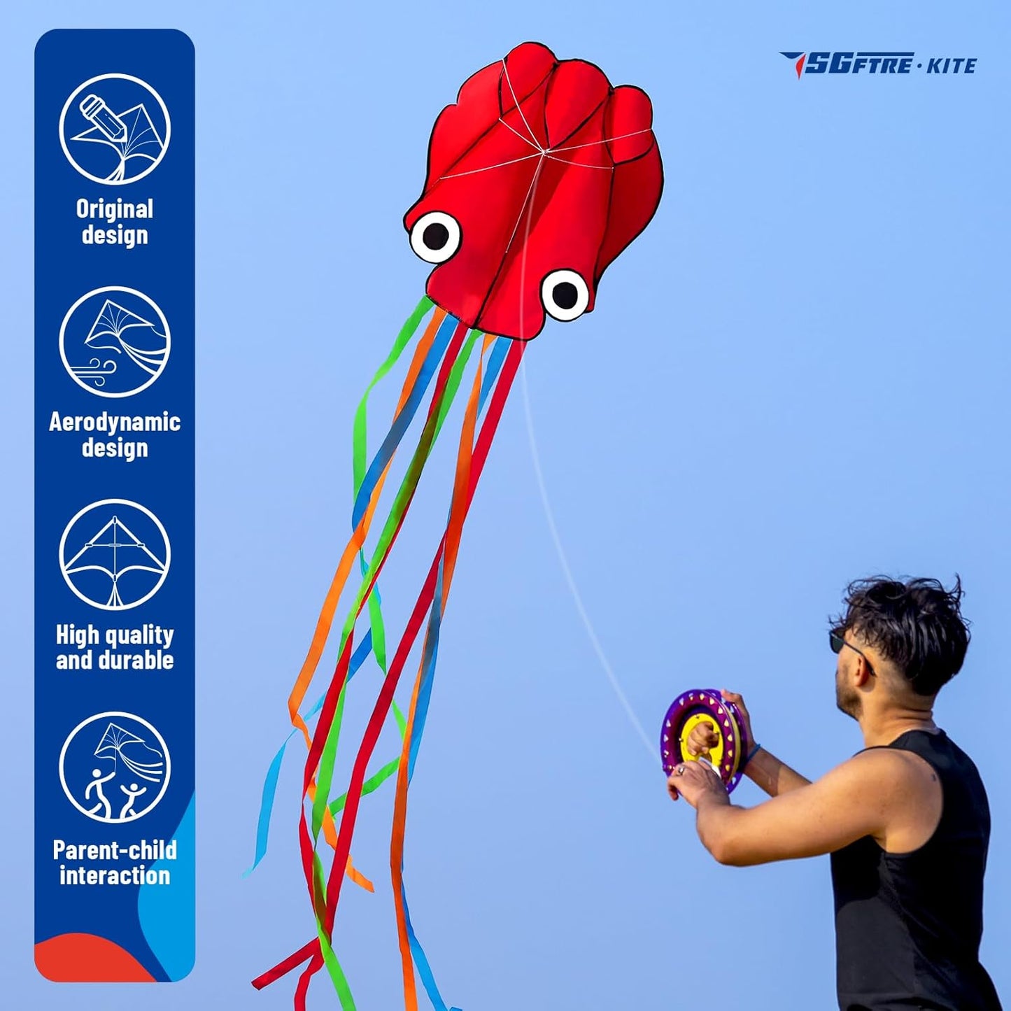 **SGftre 3-Piece Kite Set - Easy-Flying Butterfly, Delta & Octopus Kites for Kids & Adults | Colorful Designs**