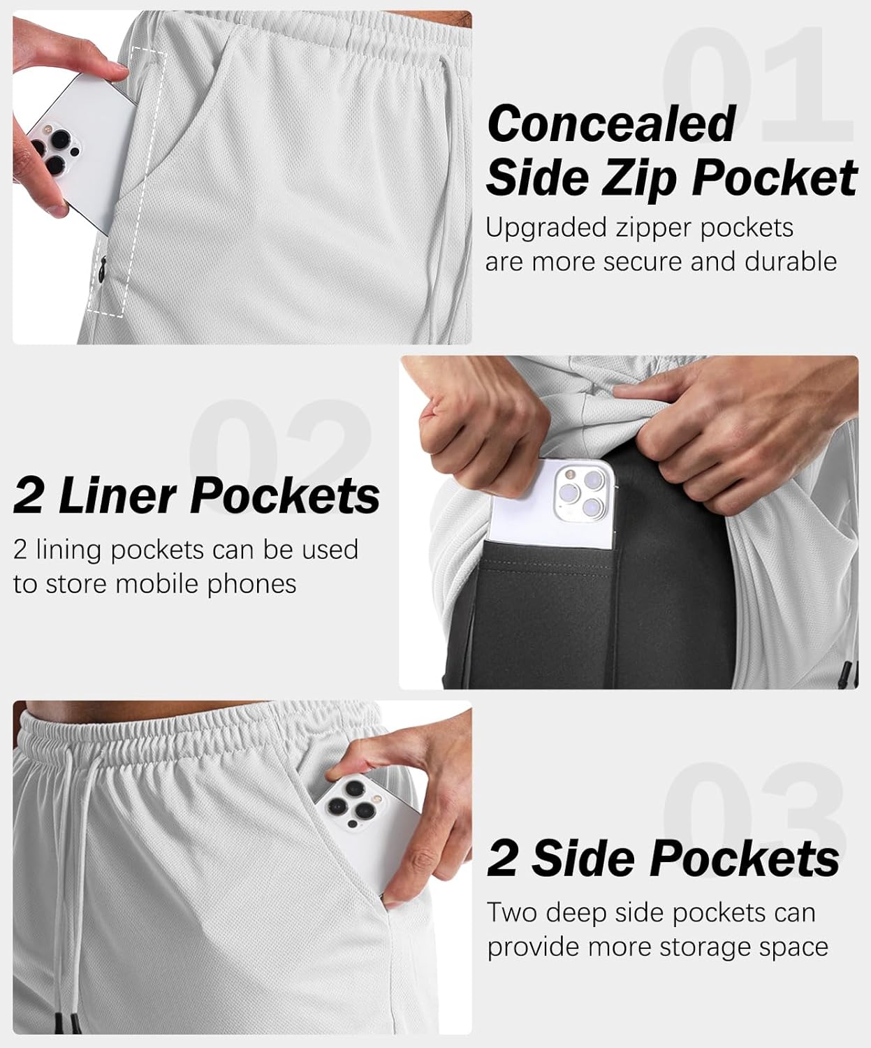 Aolesy Men's Gym Shorts - Lightweight 5”/7” Running Shorts with Liner & 5 Pockets for Athletes