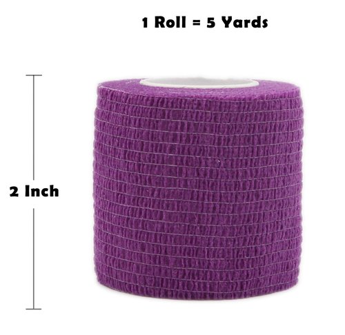 First Aid Self Adherent Cohesive Bandages, First Aid Tape Cohesive Wrap Bandage, Colorful Bandages(2 inches x 5 Yards,12 Packs,Colorful)