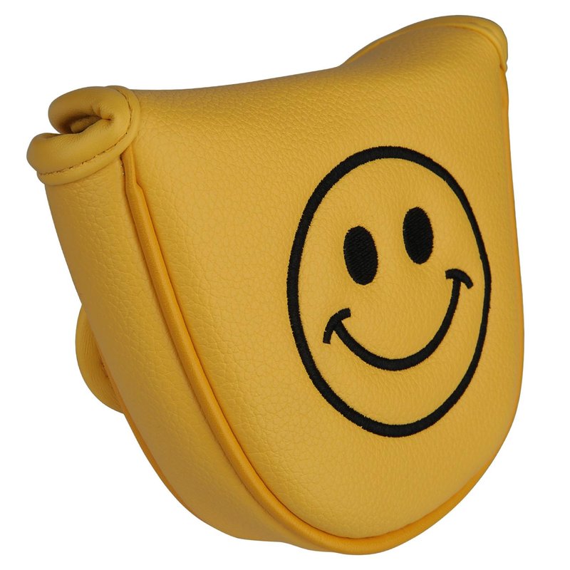 Golf Club Mallet Center Shaft Putter Head Cover Soft Leather with Embroidery Magnetic Closure (Yellow)