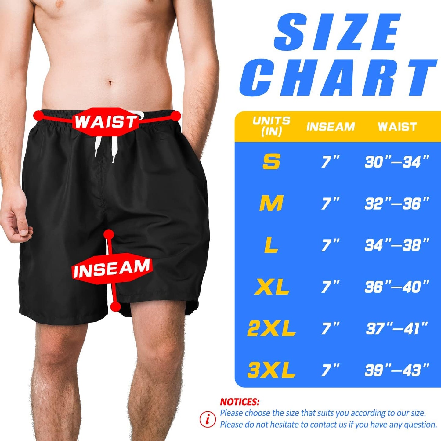 Scotamalone Men's Swim Trunks - Quick Dry 7-Inch Swimming Shorts with Mesh Lining