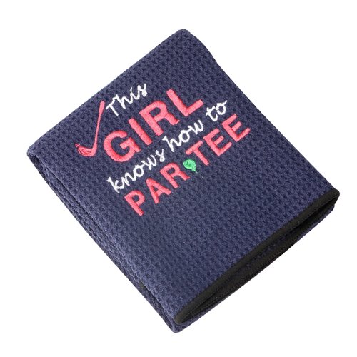 Funny Golf Towels for Women Knows How to Par Tee Embroidered Golf Towels for Golf Bags with Clip (How to Par Tee)