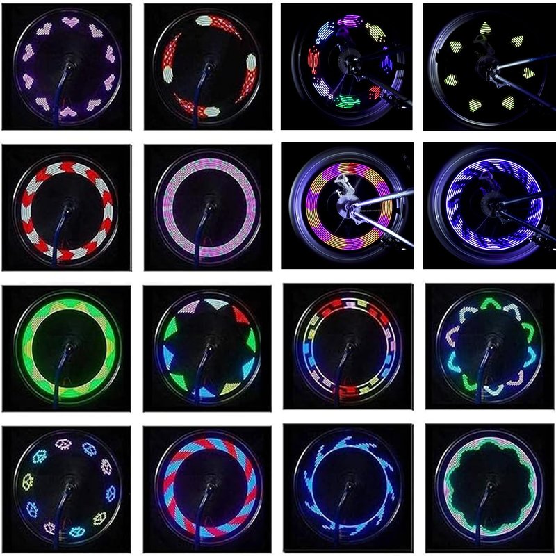 mvthenxi 4pack LED Bike Wheel Lights，Waterproof LED Spoke Rim Lights with 30 Patterns & Motion Sensor, Easy Install Bicycle Tire Accessories for Night Riding