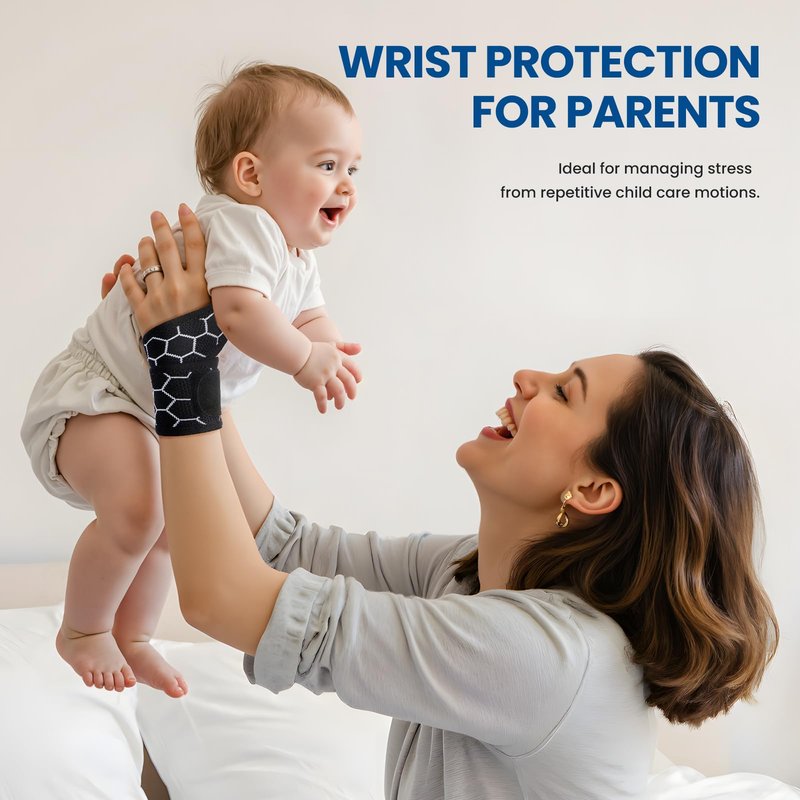 RllyGrt Adjustable Wrist Support Brace - Breathable Wrist Wraps for Carpal Tunnel, Tendonitis, Pain Relief, Workout and Daily Use - Unisex, One Size Fits All (Black), 1 Pack