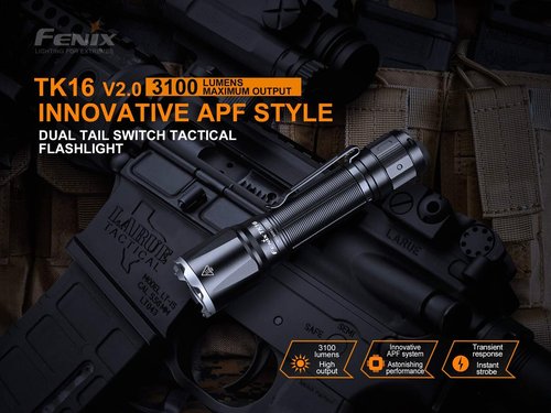 Fenix TK16 V2.0 3100 Lumen LED Tactical Flashlight, USB Rechargeable Long Beam Throw Duty Light with BBX5 Battery Carrying case Bundle