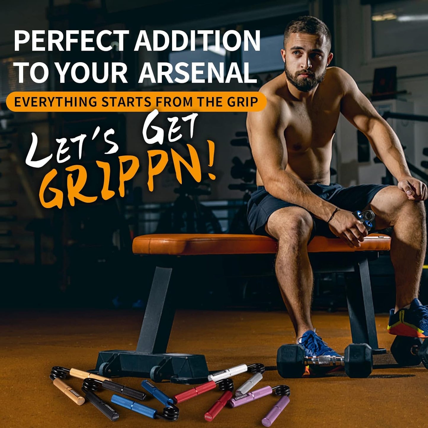 Skiennix Grip Strength Trainer Set - 50-350LB Adjustable Hand Gripper for Forearm Strength & Exercise