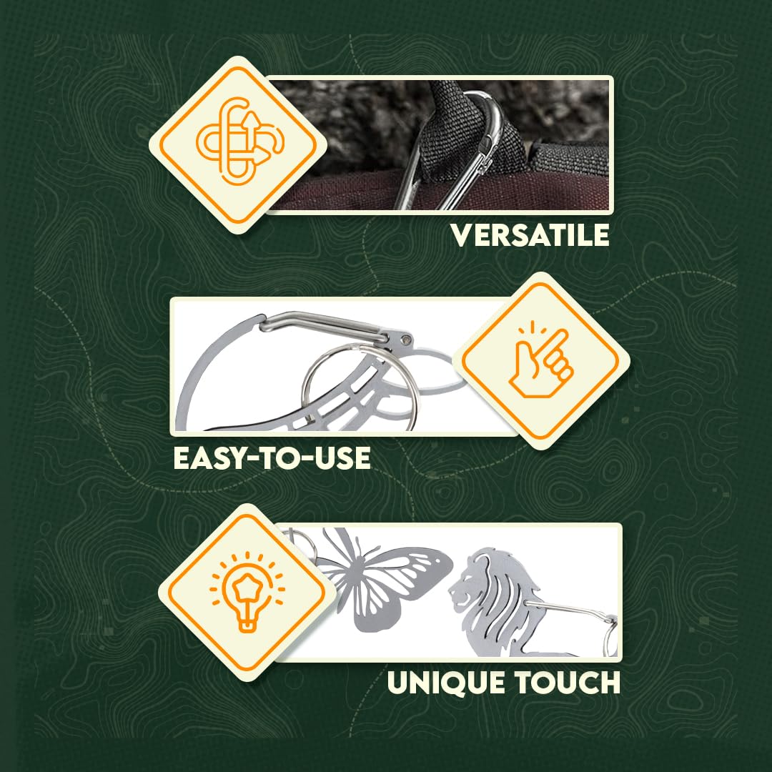 SE 2.5 Inch x 1.5 Inch Sea Turtle Shaped Heavy Stainless Steel Carabiner with Key Ring – Durable & Decorative Clip for Keys, Bags & Accessories – CK-SC70TS