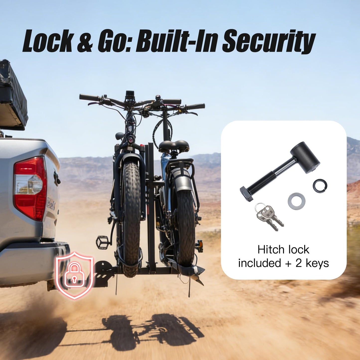 CyberRack E2 Hitch eBike Rack with Ramp – 2-Bike Electric Bike Carrier, 200 lb Capacity, Foldable Platform Mount for Cars, Trucks, SUVs, Vans & RV with 2” Receiver, Fits Up to 5” Fat Tire E-Bikes