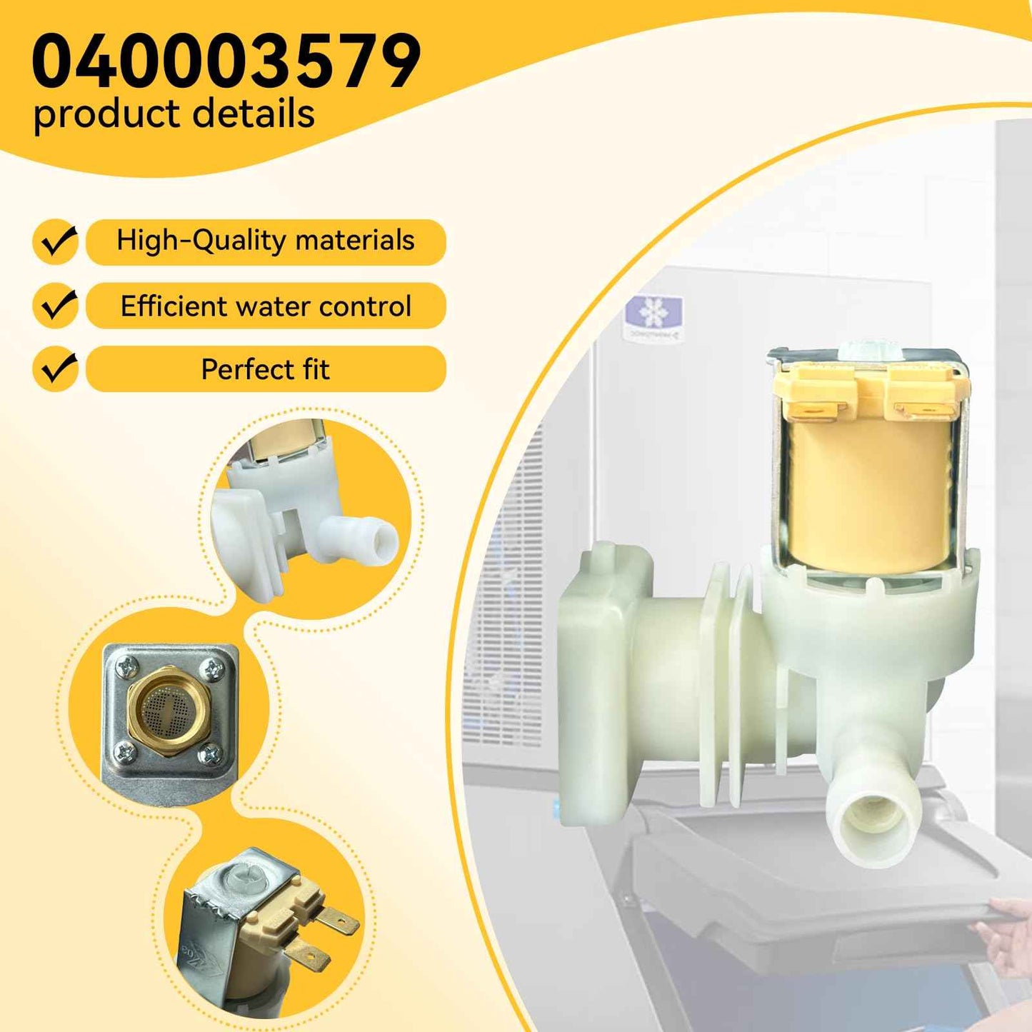 040003579 Ice Machine Water Inlet Valve Compatible with Manitowoc Ice Machines, Replacement Part 040003579 MAN040003579 33129042