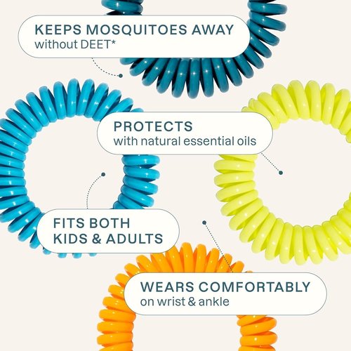 Cliganic Mosquito Repellent Bracelets - 10 Pack of DEET-Free, Rainbow-Colored Bands for Adults & Kids