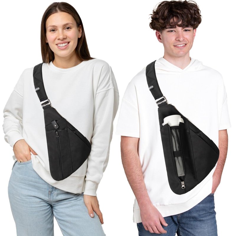 OSOCE Sling Bag for Men, Anti-Theft Crossbody Chest Pack, Minimalist Daypack with Water Bottle Holde