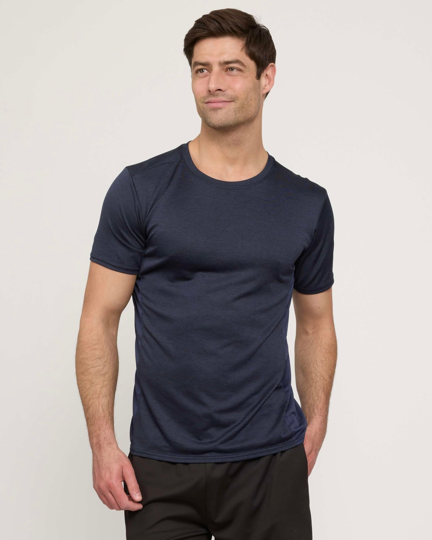 Real Essentials 5 Pack: Men's Dry-Fit Short Sleeve Crew Neck T Shirts Fitness Running Gym Workout Cool Exercise Athletic Tee, Set 12, Small