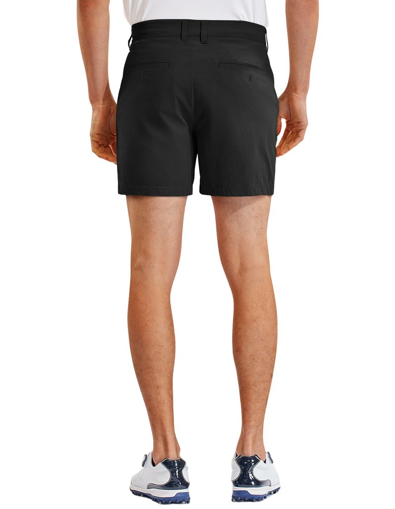 PULI Golf Shorts Men Relaxed Fit Stretch Dress Lightweight Casual Waterproof Travel Quick Dry Flat Front Shorts Black 34W×5L