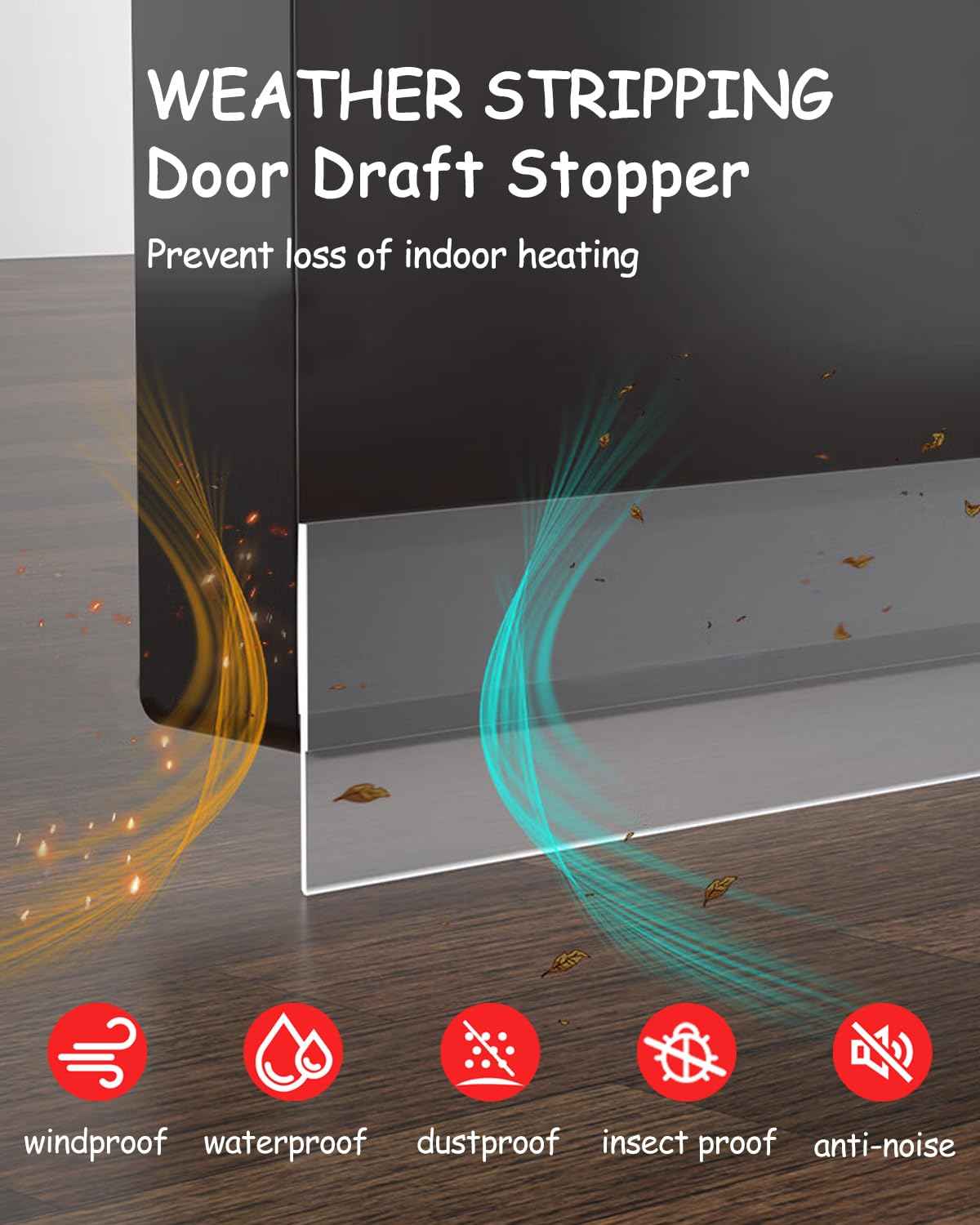 Silicone Weather Stripping, 2 inch (W) x 20 Ft (L) Door Draft Stopper Window Seal Strip for Gaps of Door & Windows, Garage Door Under Bottom, Sealing Tape Shower Doors Sweep, Transparent