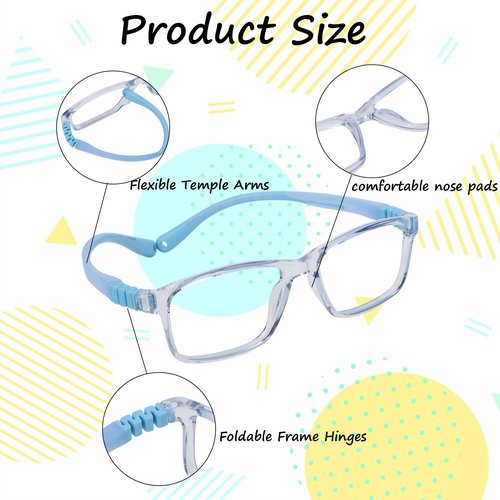 MIZHANAO Unbreakable Kids Glasses with TR90 Frame - 180° Ultra-Flexible Bendable Safe Eyeglasses for Boys and Girls(Light Blue)
