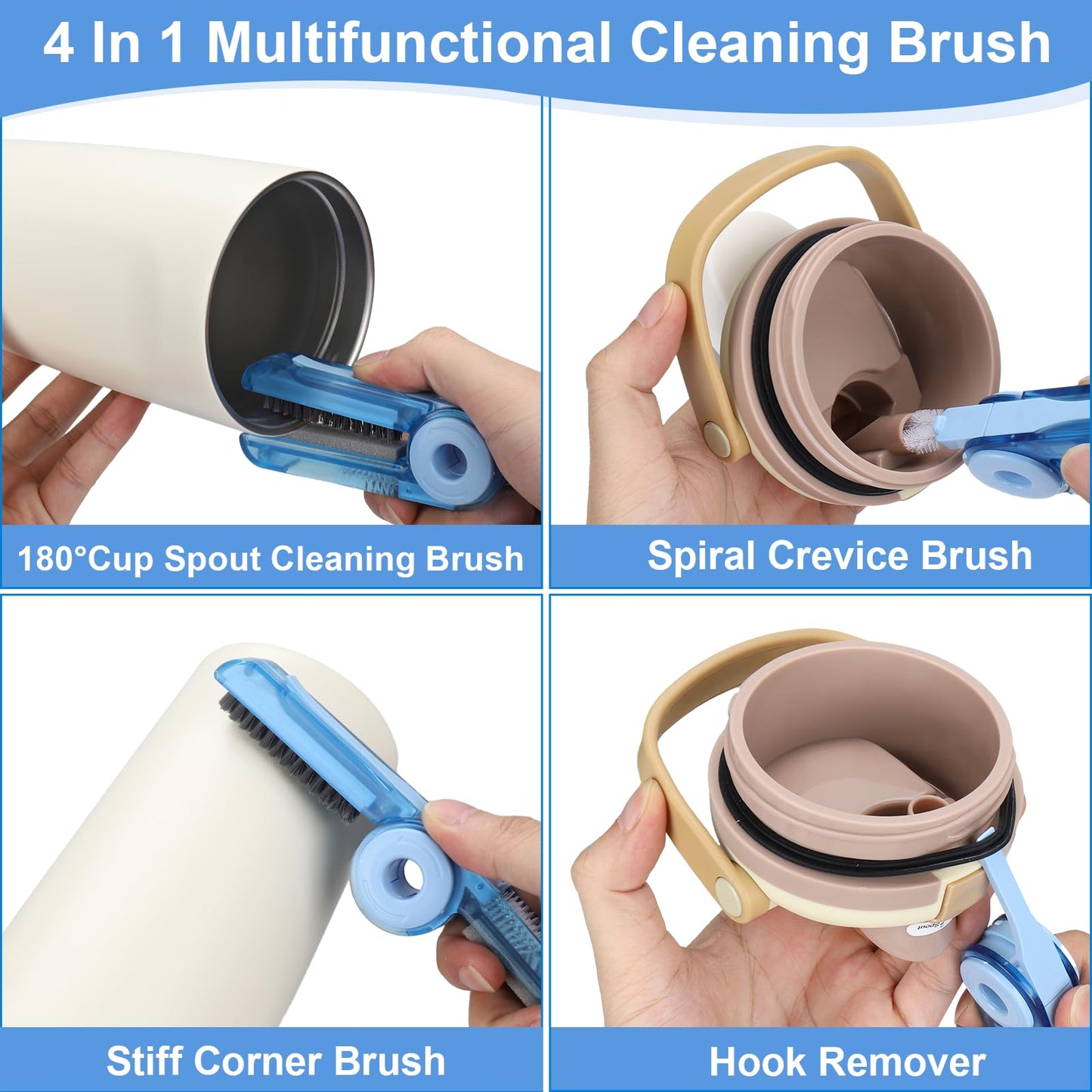 XANGNIER 5 Pcs Water Bottle Cleaner Brush Set for Owala 30oz & 40oz Freesip Sway Cup,Silicone Boot Protector,Multifunctional Bottle Brush and Straw Cleaner Brush,Cleaning Kit for Owala Accessories