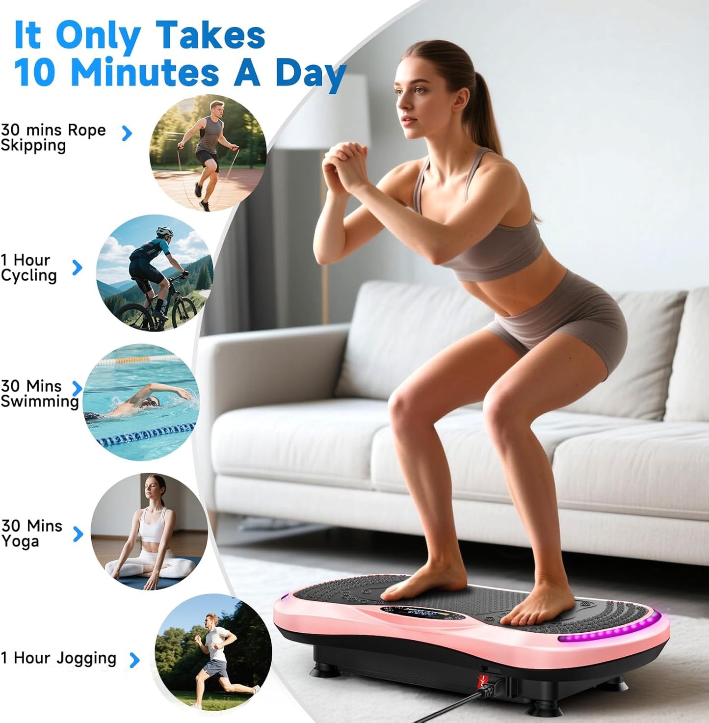 Skiennix Vibration Plate Exercise Machine - Full-Body Weight Loss & Lymphatic Drainage | 400 Lbs Capacity, 200 Speeds