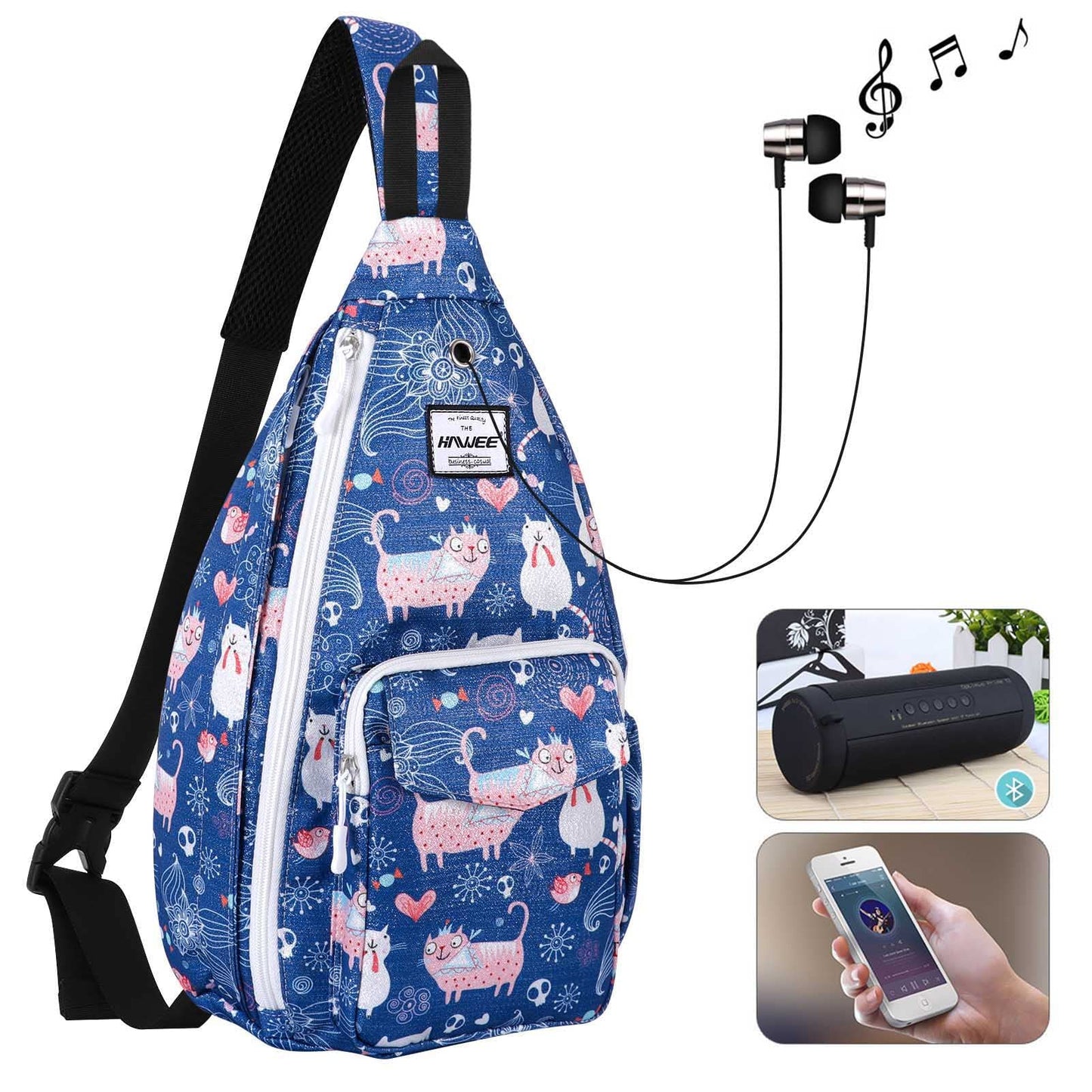 HAWEE Hiking Crossbody Bags for Women One Shoulder Strap Adjustable Sling Backpack