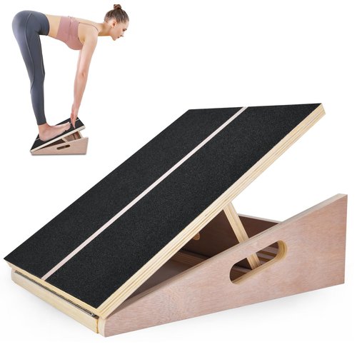 Slant Board for Calf Stretching, Portable Wooden Calf Stretcher - Adjustable Incline Board for Knees Ankle Heel Feet Leg