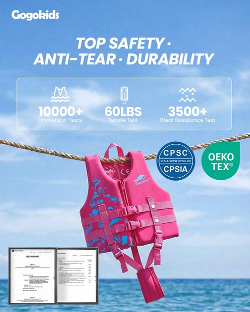 Gogokids Toddler Swim Vest - Buoyancy Jacket for Kids 2-8 Years | Floaties for Pool & Beach, 22-60 lbs