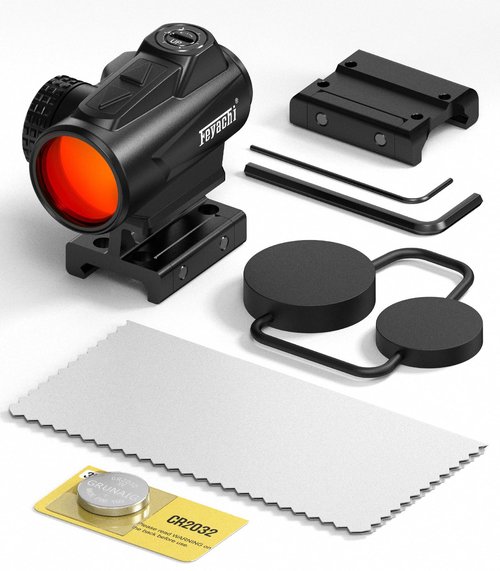 Feyachi Red Dot Sight, 2 MOA AR Optics, 25mm Wide View, 11 Brightness Levels, Motion Wake, 50K Hours Battery, IPX7 Waterproof for 21mm Picatinny/Weaver Rail