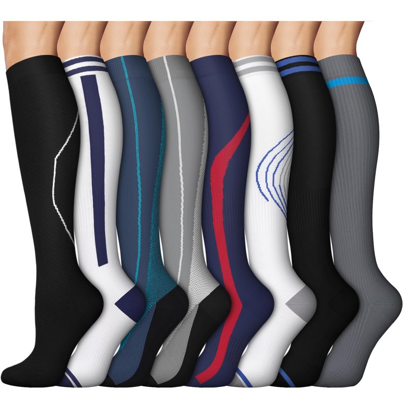 ACTINPUT Compression Socks for Women and Men, Knee High Support Stockings for Travel, Flying, Long Drive, Walking, Standing & Daily Wear