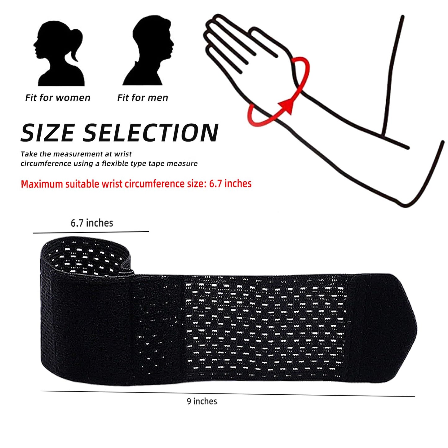 2 Pcs Carpal Tunnel Wrist Brace, Ultra Thin Compression Support Strap, Adjustable Wrist Strap, For Weightlifting, Tennis and Fitness, Suitable for Teenagers and Women (Black)