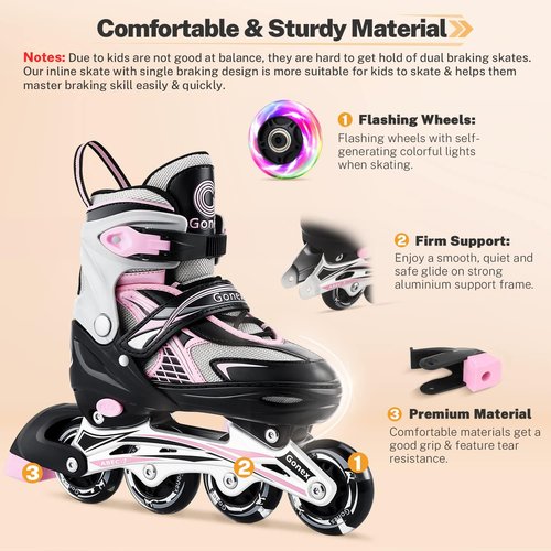 Gonex Inline Skates - Adjustable Light-Up Roller Blades for Kids & Teens | Perfect for Indoor & Outdoor Fun