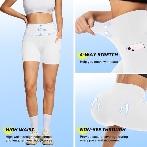 FULLSOFT High Waisted Biker Shorts for Women | Tummy Control Fitness & Yoga Gym Shorts - 5" Length