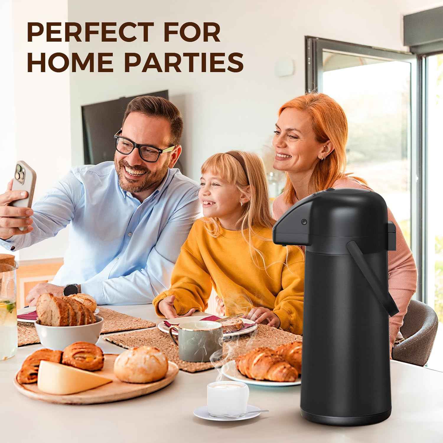 Large 102OZ Stainless Steel Coffee Carafe - Insulated Airpot Dispenser for Hot Drinks