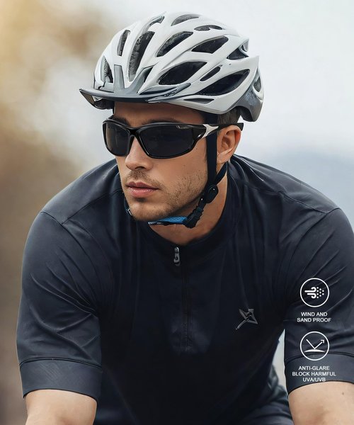 OUKEMAX Polarized Sunglasses-Men Sports Sunglasses: Men's Wrap Around Polarized Running Sun Glasses Driving Fishing 3 Packs