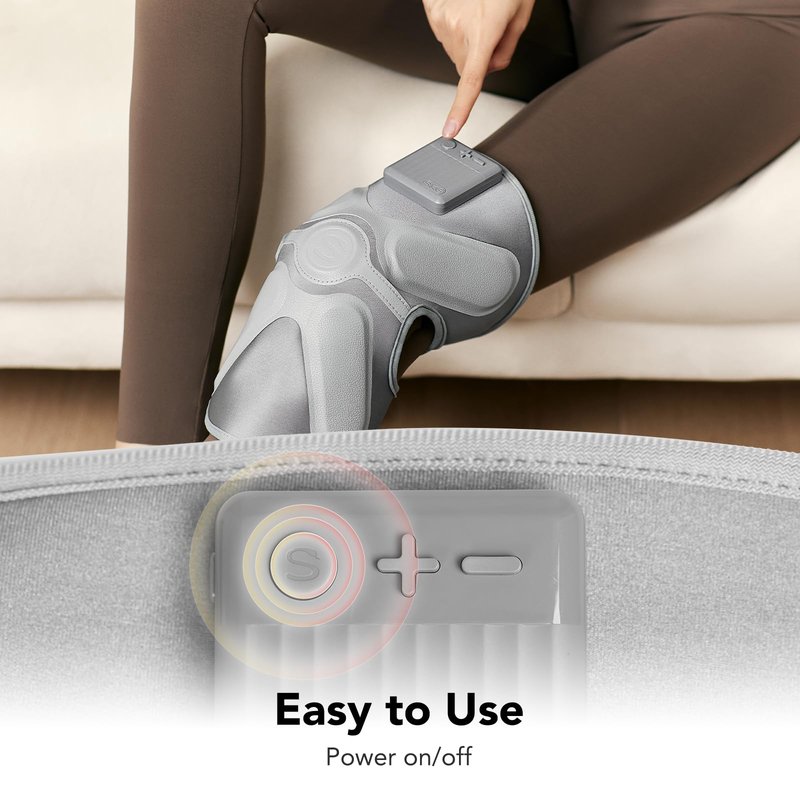 SKG Cordless Knee Massager with Heat Vibration for Pain Relief, Electric Heated Knee Brace with 4 Heat Levels and 3 Massage Modes, Portable Knee Massager for Joint Pain, Gifts for Men Women, W3 Pro