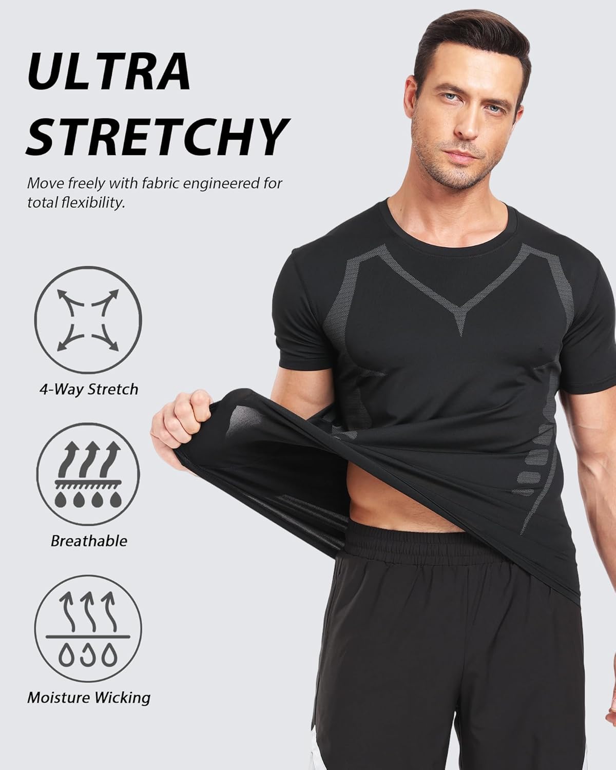 Skiennix Quick Dry Workout Shirts for Men - Breathable Athletic T-Shirt for Running | Outdoor Training