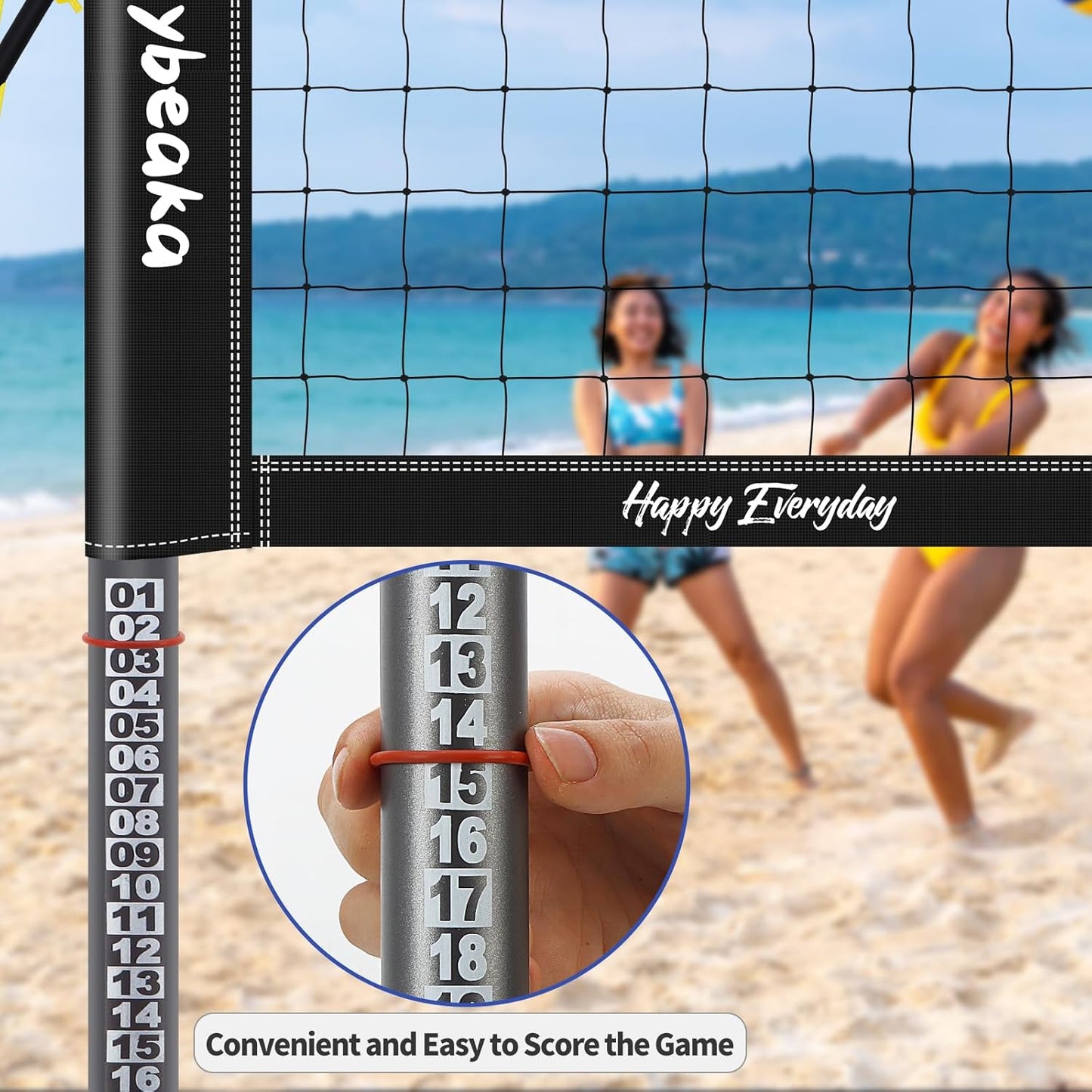 Skiennix 32ft Outdoor Volleyball Net Set - Heavy Duty Poles, Durable Net, Volleyball & Pump Included