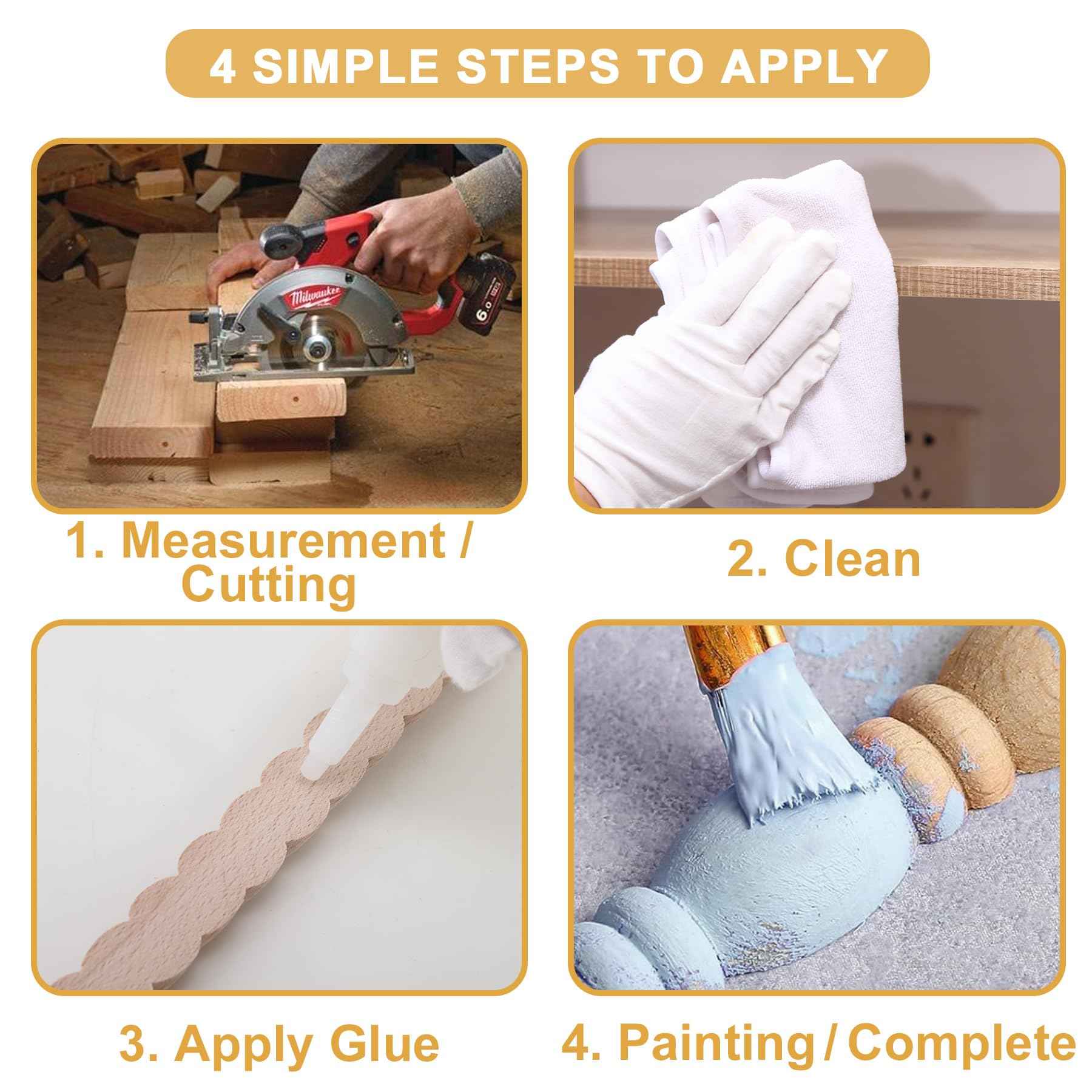 Soengsau 15-Pack 15.75" Unfinished Wood Astragal Trim - Easy to Paint, Cute Decorative Molding DIY Craft for Furniture Frame, Mirror Edge, Wall, Door, Closet, Dresser, Shelf