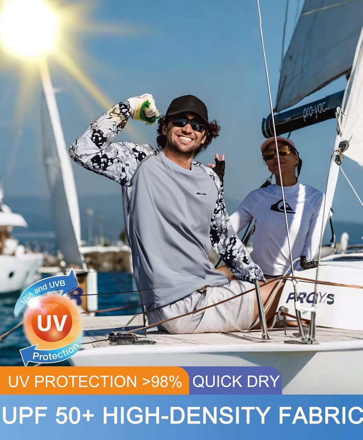 Skiennix Men's Long Sleeve Swim Shirt - UPF 50+ Sun Protection for Fishing & Hiking