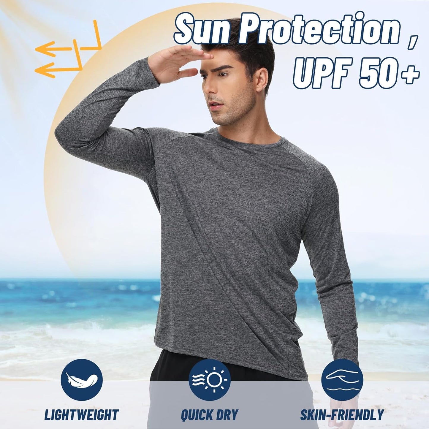 Skiennix Long Sleeve Shirts for Men - Quick Dry UV Protection T-Shirts | Perfect for Fishing & Gym