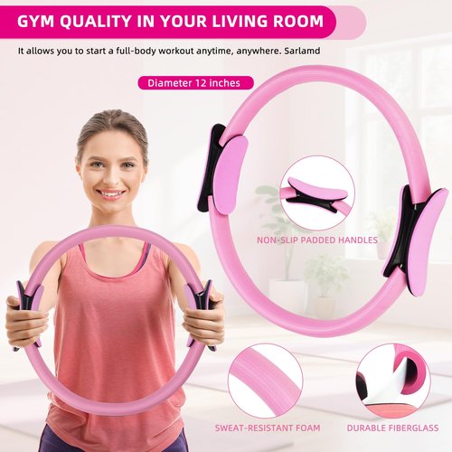 Home Pilates Essentials Kit for Women, Equipment Set with 9 Inch Yoga Ball,Figure 8 Resistance Band,Pilates Bands & Accessories, Ring and Ball Set for Beginners Home Workouts