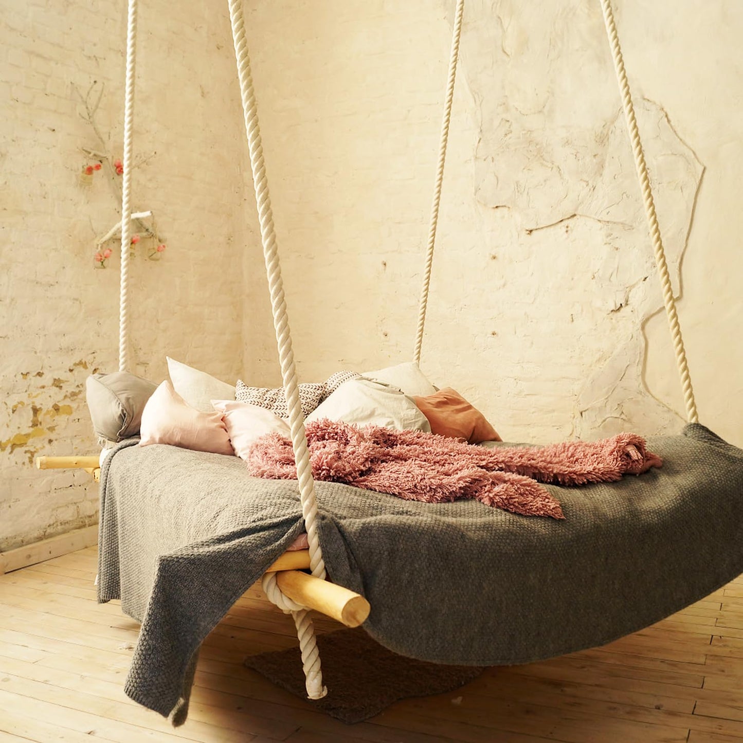 Natural White Cotton Rope 4/5 inch x 10 ft,Tug of War Rope,Twisted Cotton Ropes for DIY Crafts Decoration,Swing,Tug of War,Pet Toys