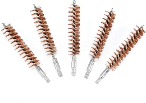 BOOSTEADY Gun Cleaning Brush Set - 5 Phosphor Bristle Brushes & 50 Professional Patches | Multi-Caliber