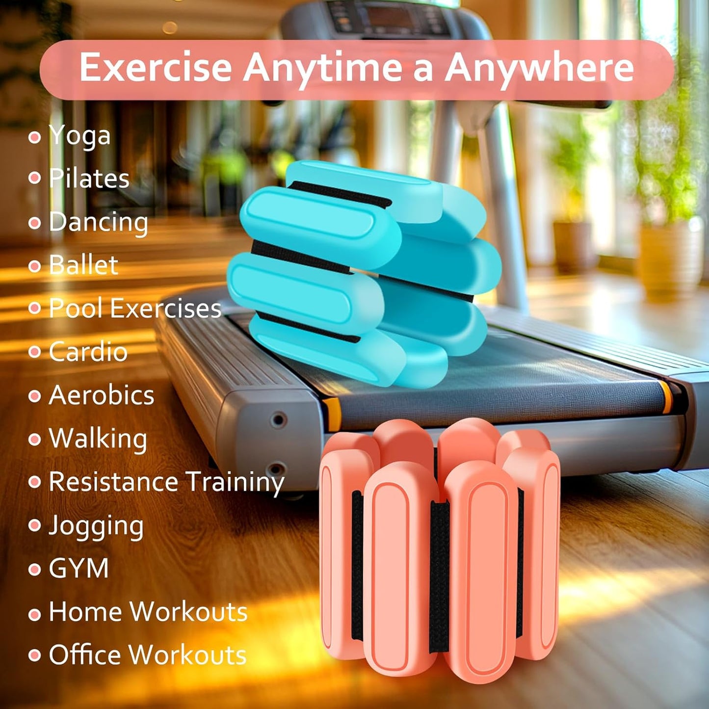 Skiennix Adjustable Wrist & Ankle Weights - Premium Silicone 1Lbs Each for Yoga, Pilates & Home Workouts