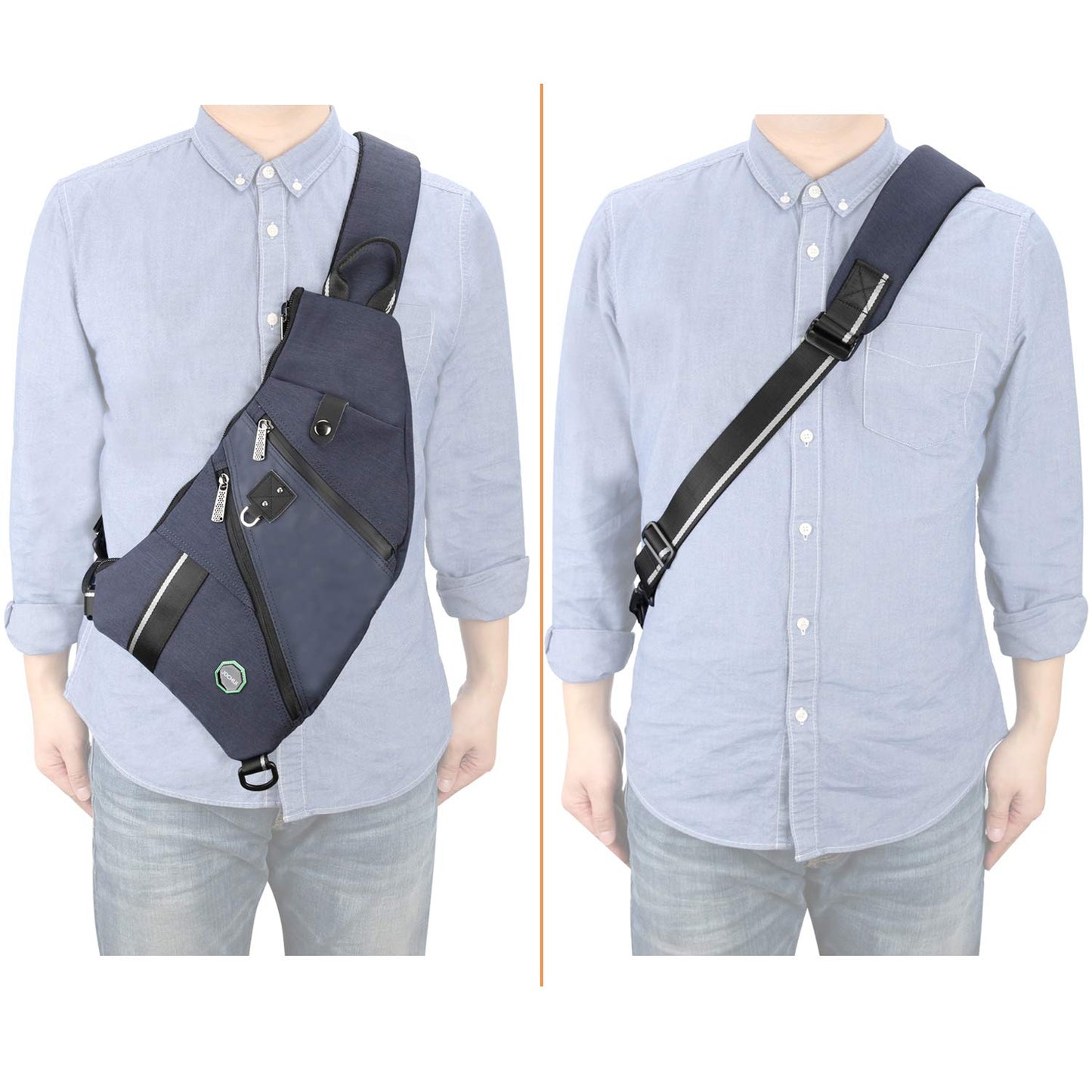 Vanlison Nylon Crossbody Sling Bag Backpack Chest Shoulder Bag for Men Women (C-Navy)