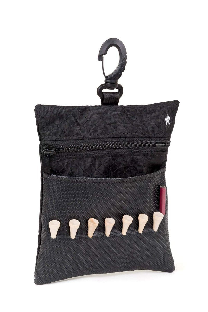 Sportwaves Golf Tee Bag - Valuables Pouch, Store Your Tees in Easy Access Tee Slots, Hooks on Golf Bag and Holds Golf Balls, Scorecard, Pencil, Keys and Phone. Great Gift for Golfers! Made in the USA