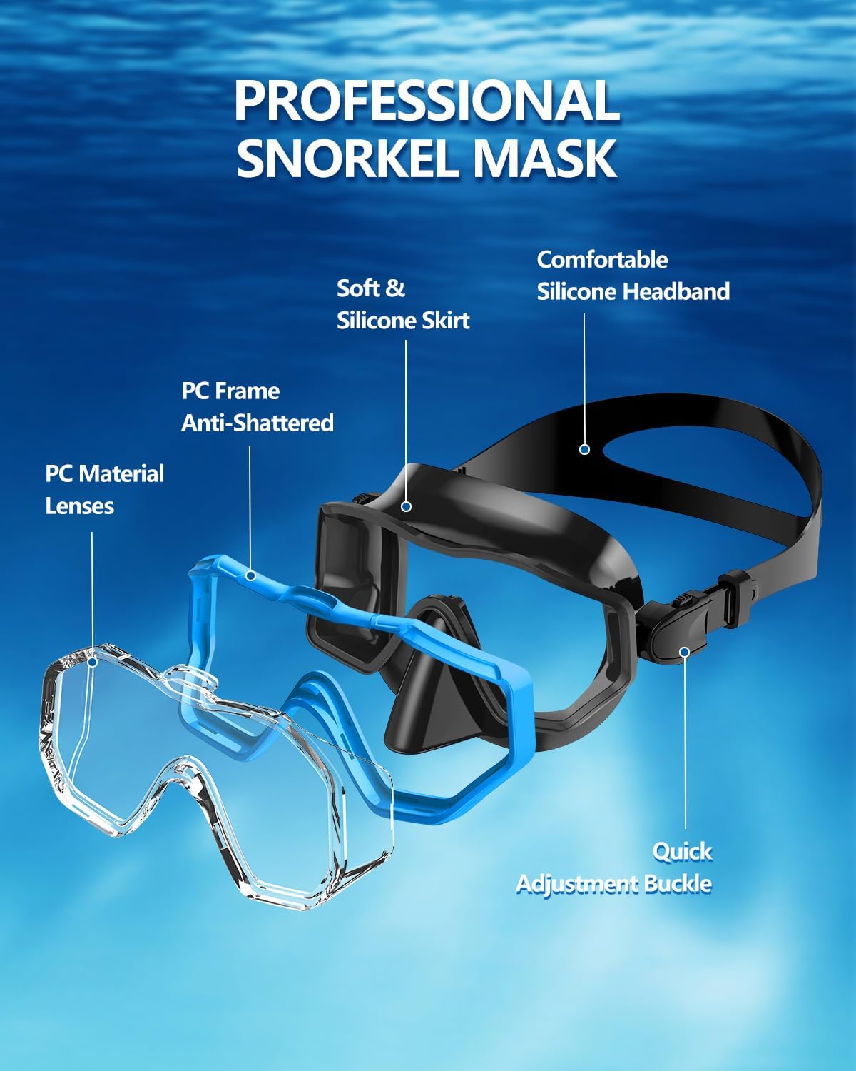 WSTOO Swim Goggles - Anti-Fog Mask with Nose Cover for Adults | Youth & Adult Sizes Available